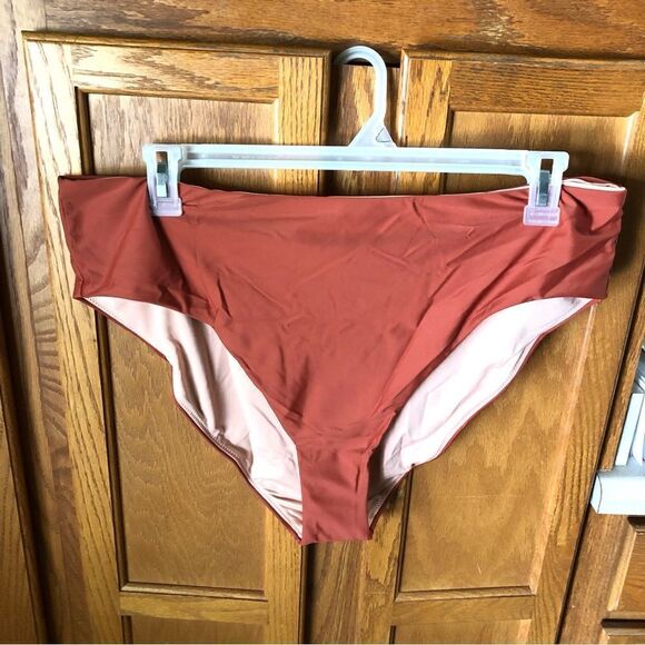 J Crew Bella High Leg Bikini Bottom Rust Red - 2X - Picture 1 of 10